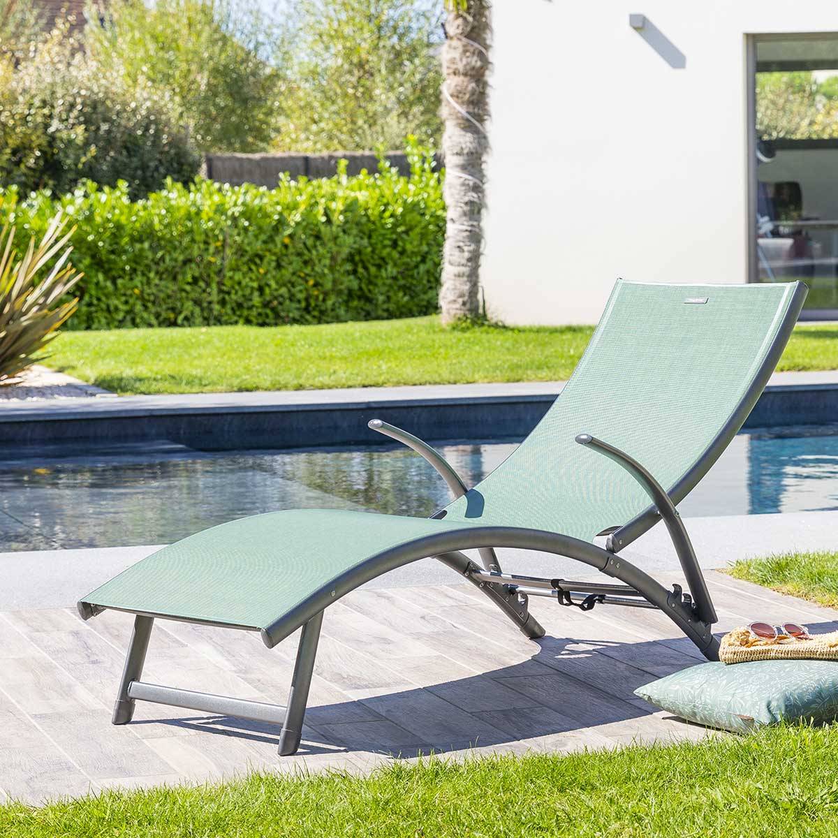 Hesperide - Transat "Samba" vert olive & graphite en aluminium traité époxy Hespéride - Image 6