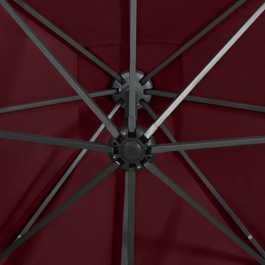 Helloshop26 - Parasol meuble de jardin déporté avec mât et lumières led rouge 250 cm bordeaux - Image 7
