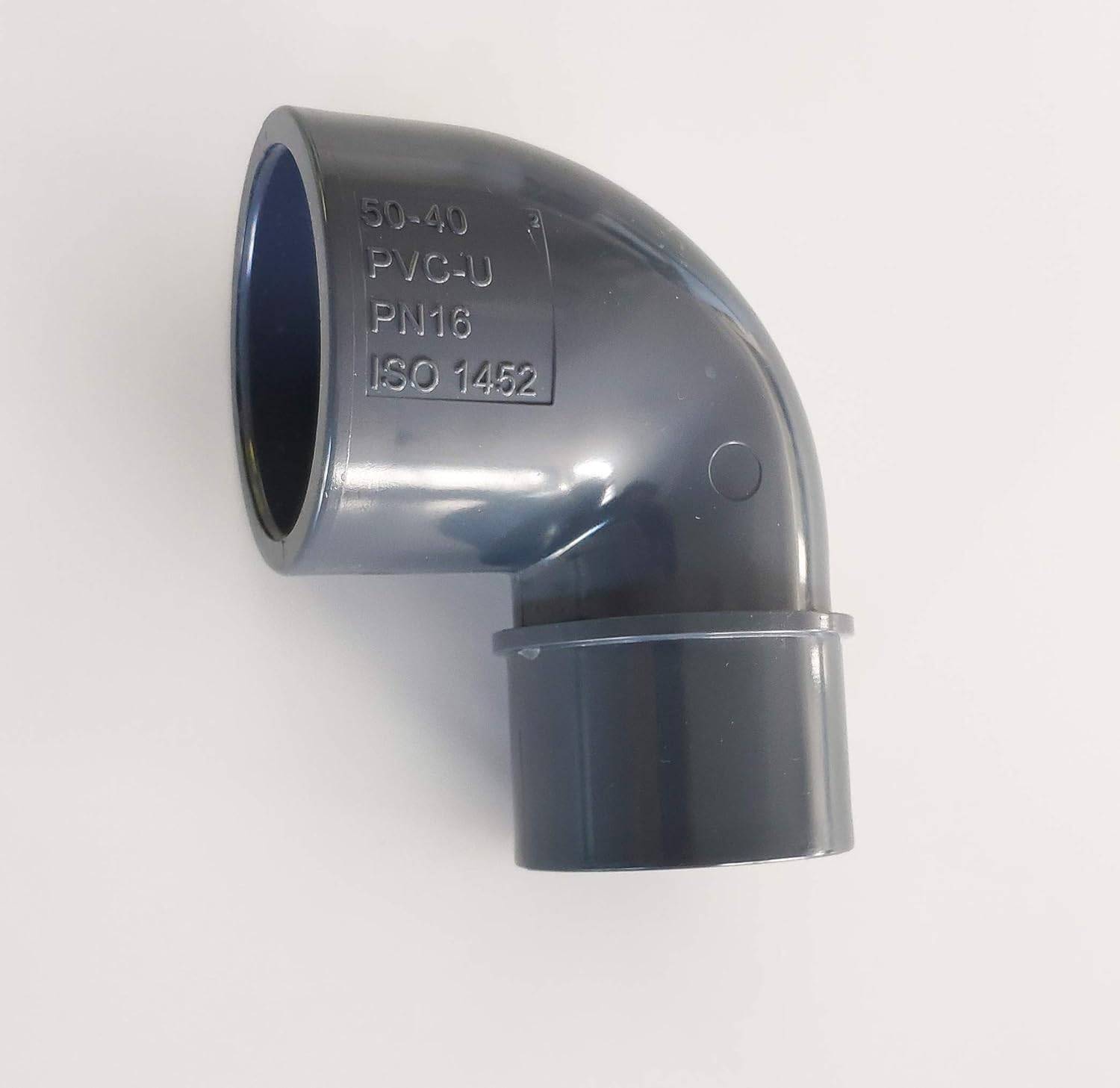Codital - Coude réduit PVC Pression 90° Male Femelle 50mm / 50mm intérieur vers 50mm extérieur PN16 / Piscine et arrosage et évacuation - Image 2