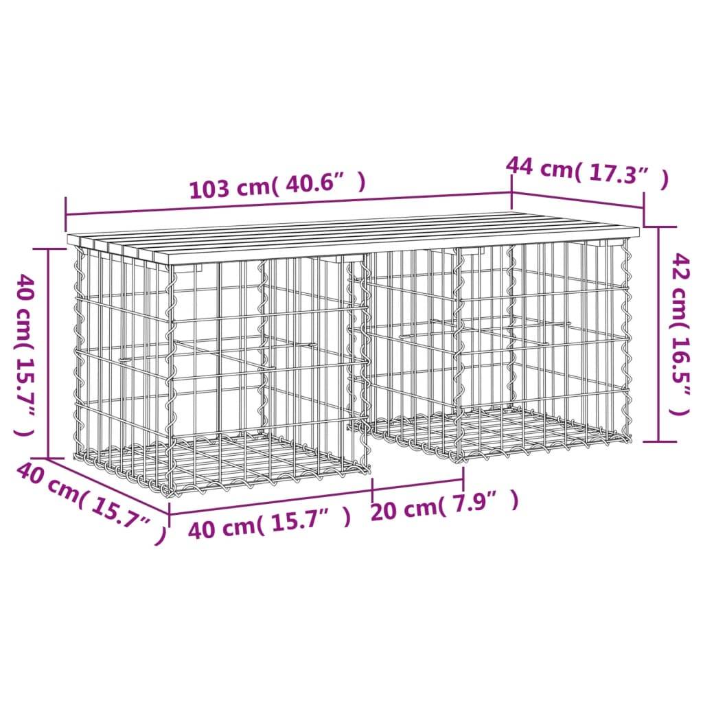 Maison Chic - Banc de jardin - Banc d'extérieur - Banquette design de gabion 103x44x42 cm bois massif de pin - Image 8
