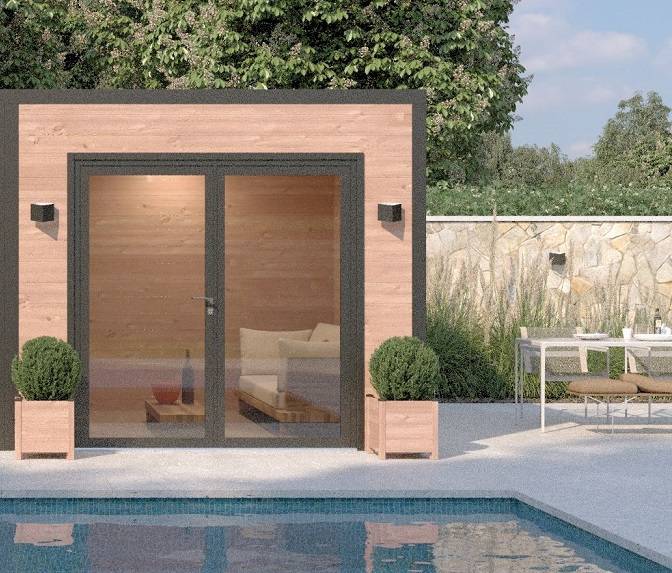 Studio de jardin DESIGN 9m² - Bois Douglas épaisseur 55mm - Porte coulissante alu - Toiture Bacacier avec voliges ss toiture - MON CHALET DE JARDIN - Image 2