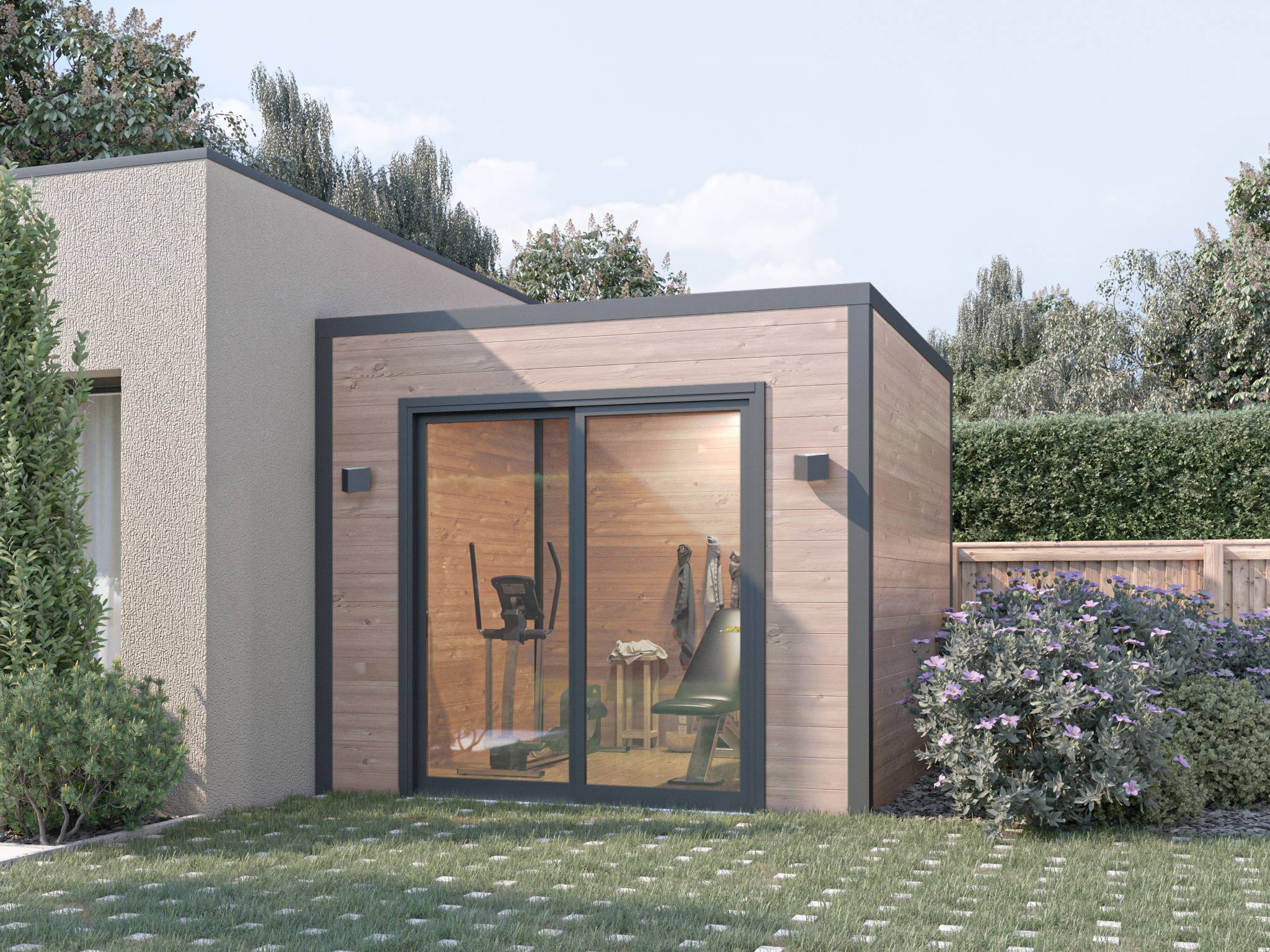 Studio de jardin DESIGN 9m² - Bois Douglas épaisseur 55mm - Porte coulissante alu - Toiture Bacacier avec voliges ss toiture - MON CHALET DE JARDIN - Image 1