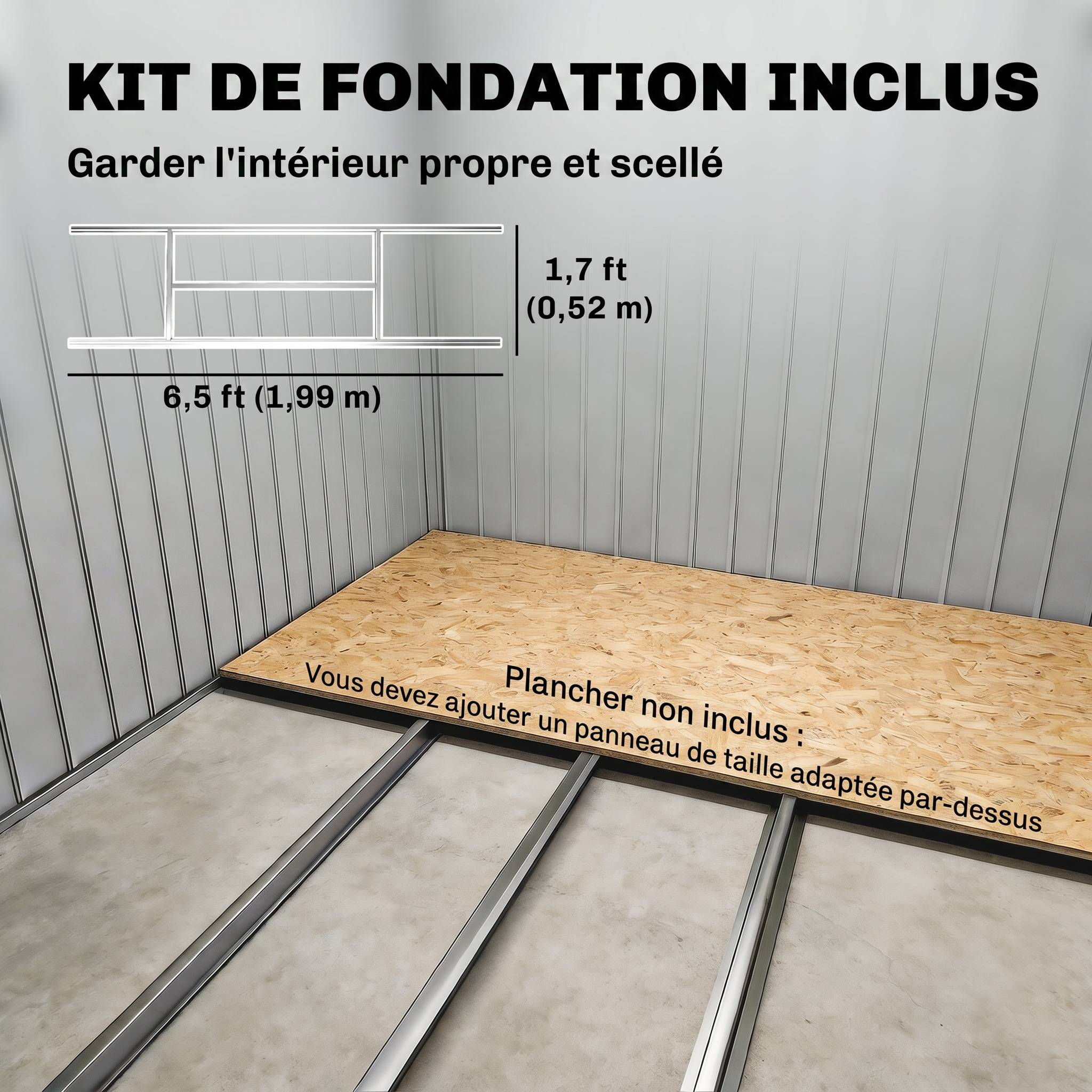 Abri de jardin 2,5 m² - remise pour outils avec kit de fondation - cabanon porte verrouillable - tôle d'acier ocre - Image 8
