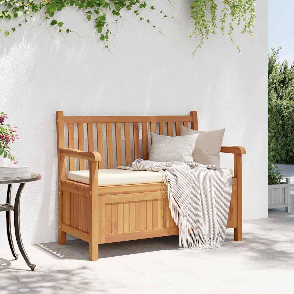 Banc Coffre de Rangement Jardin Bois de Teck Massif 2 Places Style Rustique 114 cm Marron – ComfortXL Outdoor Living - Image 4