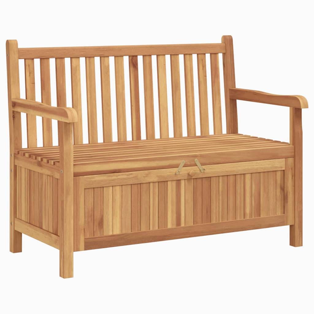 Banc Coffre de Rangement Jardin Bois de Teck Massif 2 Places Style Rustique 114 cm Marron – ComfortXL Outdoor Living - Image 2