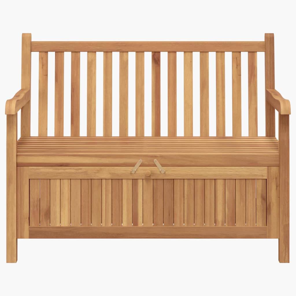 Banc Coffre de Rangement Jardin Bois de Teck Massif 2 Places Style Rustique 114 cm Marron – ComfortXL Outdoor Living - Image 5