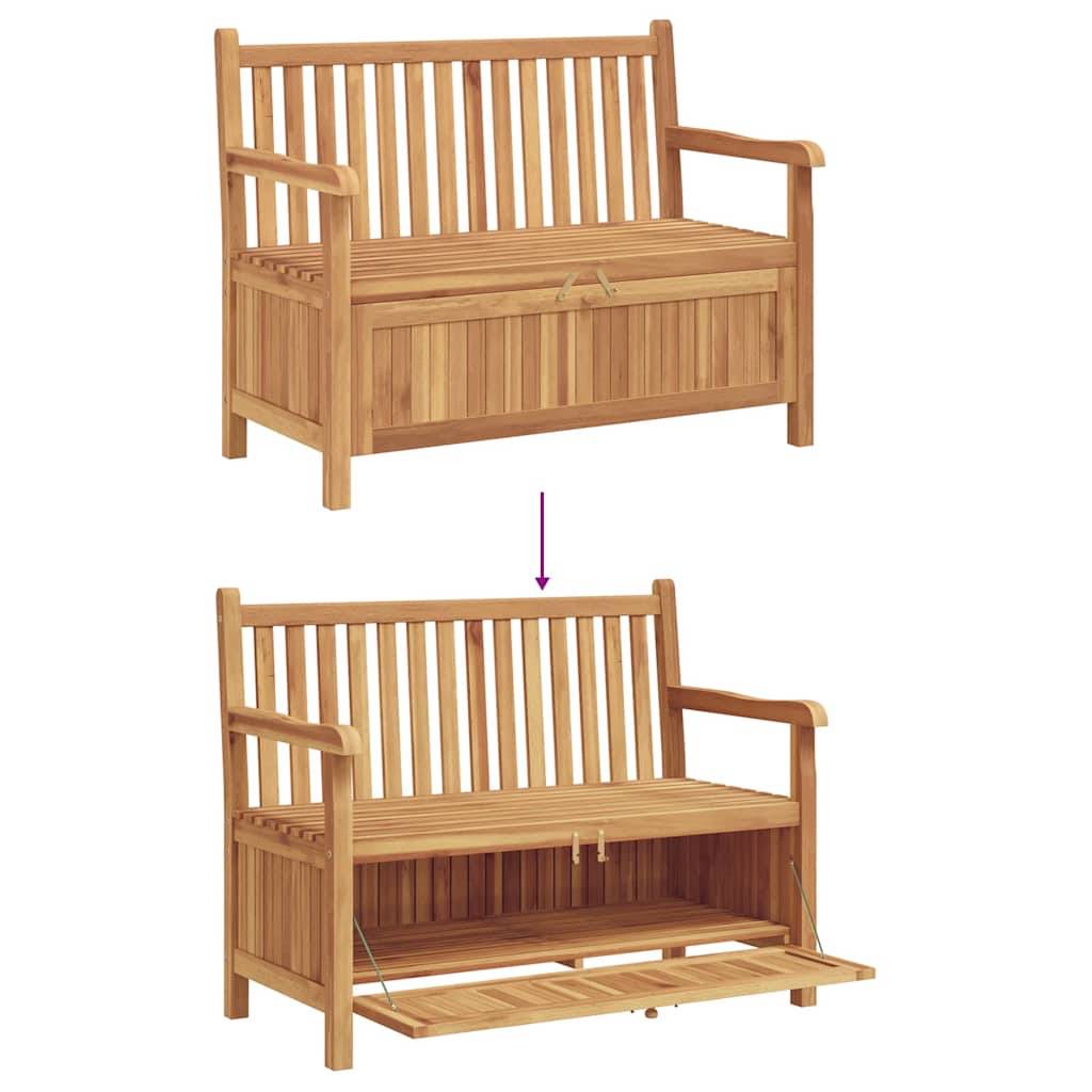 Banc Coffre de Rangement Jardin Bois de Teck Massif 2 Places Style Rustique 114 cm Marron – ComfortXL Outdoor Living - Image 6
