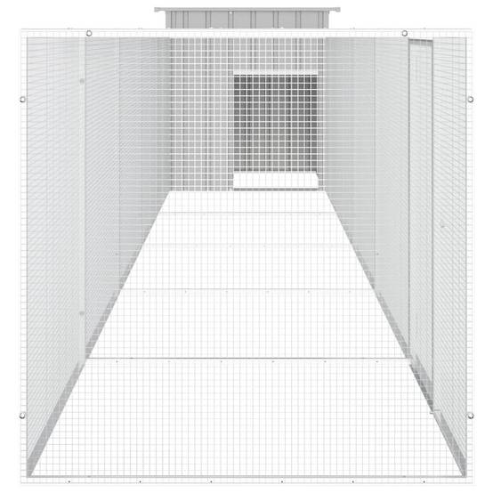 Cage Poules Acier Galvanisé Extérieur Volailles Parc Modulable 600x91x100cm Gris - ComfortXL Outdoor Living - Image 4