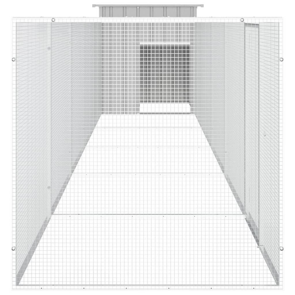Cage Poules Acier Galvanisé Extérieur Volailles Parc Modulable 600x91x100cm Gris - ComfortXL Outdoor Living - Image 4