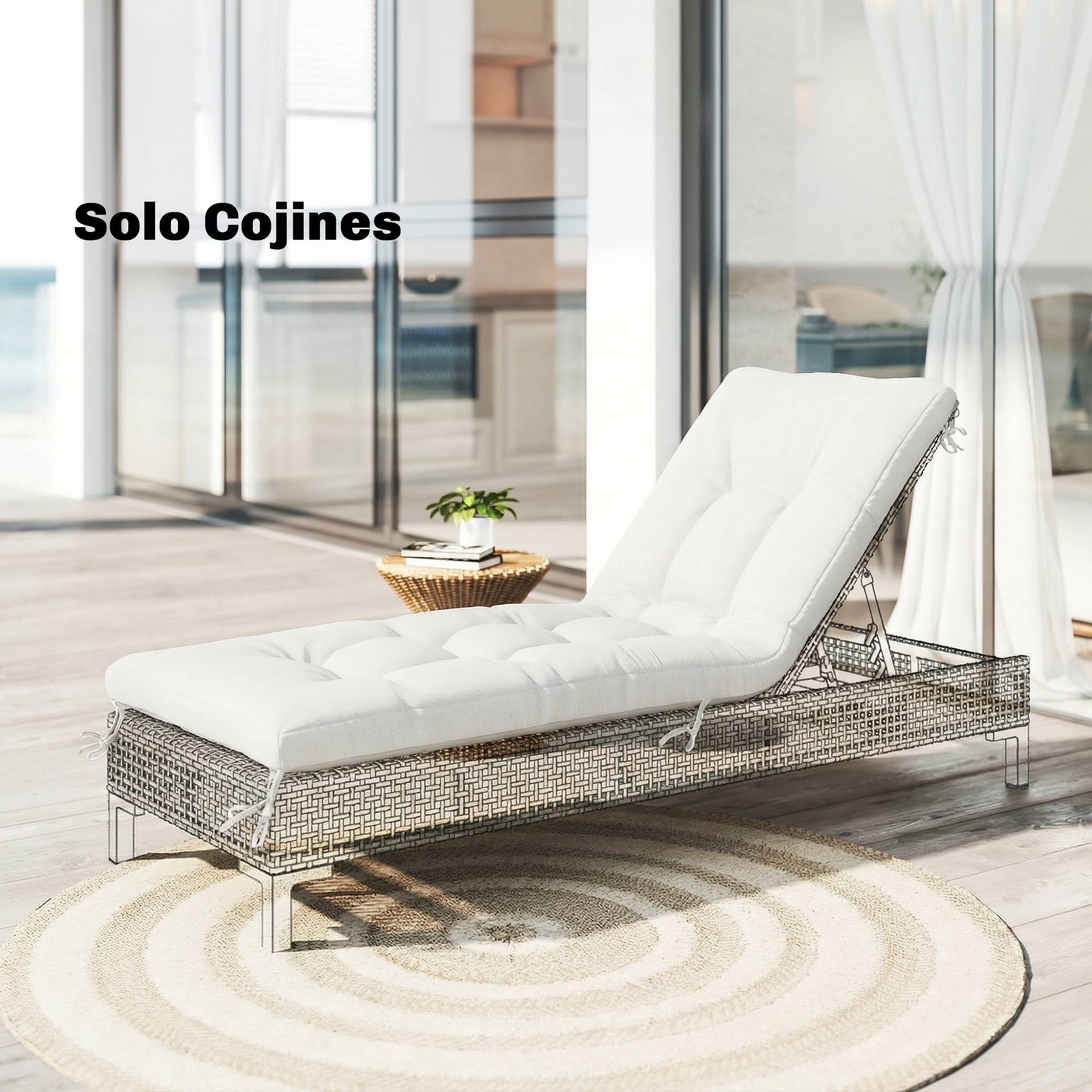 Coussin de banc d'extérieur avec sangles de fixation, protection UV50+, rebond lent, intérieur/extérieur, 198 x 65 x 13 cm, couleur crème - Image 3