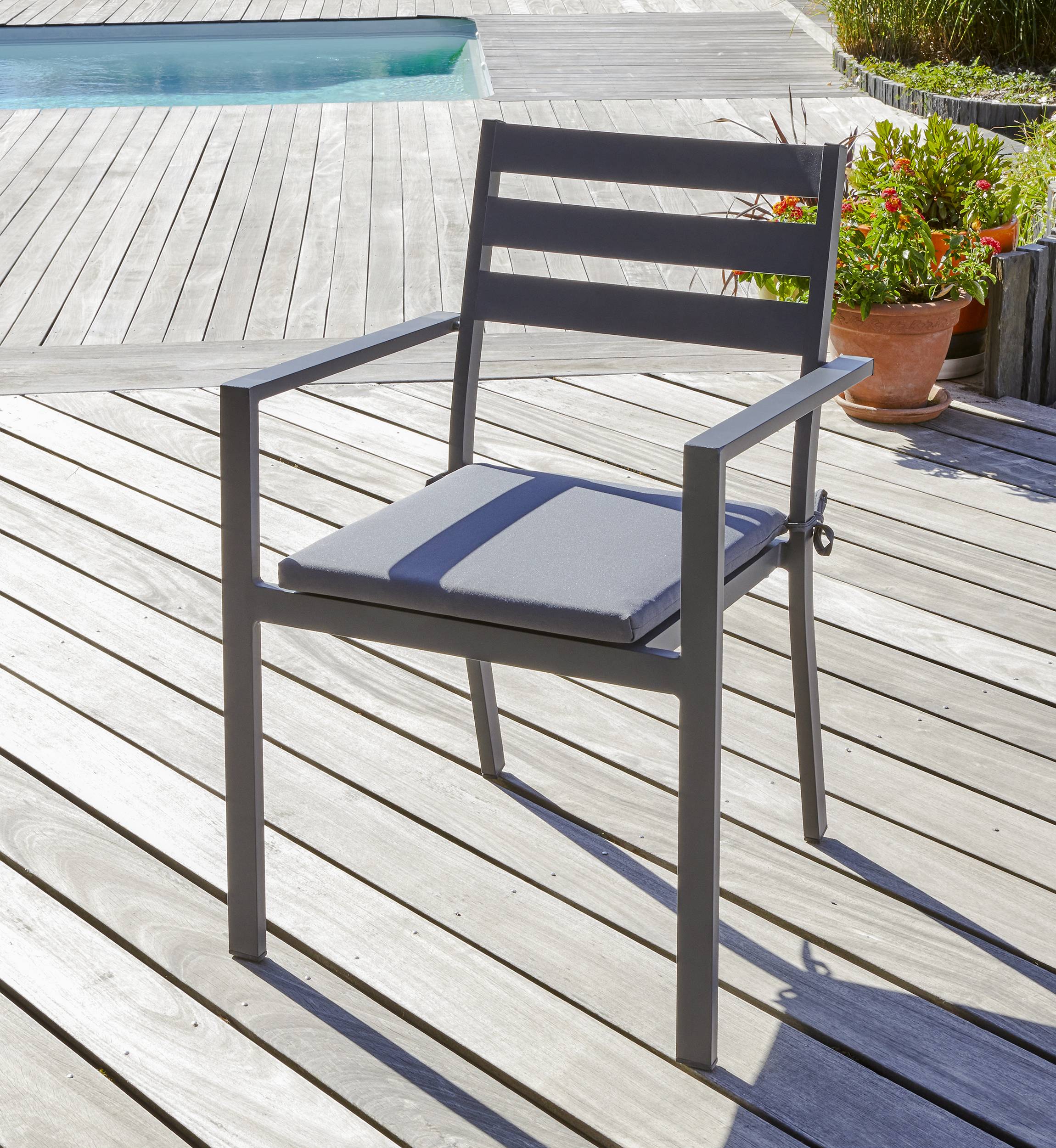 Dcb Garden - Fauteuil de jardin empilable en aluminium - Gris anthracite - PELOSA - Image 1