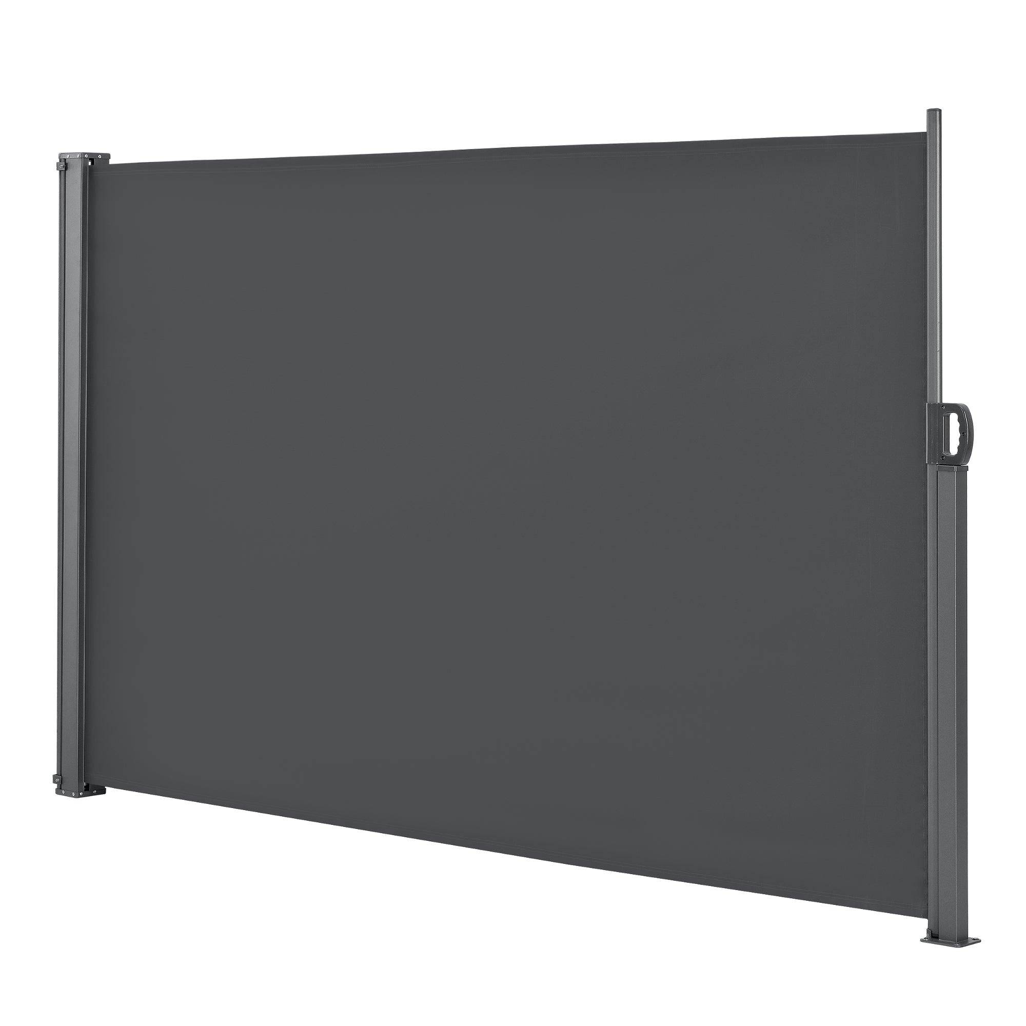Helloshop26 - Auvent latéral brise-soleil baldaquin garde-vue pare-soleil métal et polyester 160 x 300 cm gris - Image 1