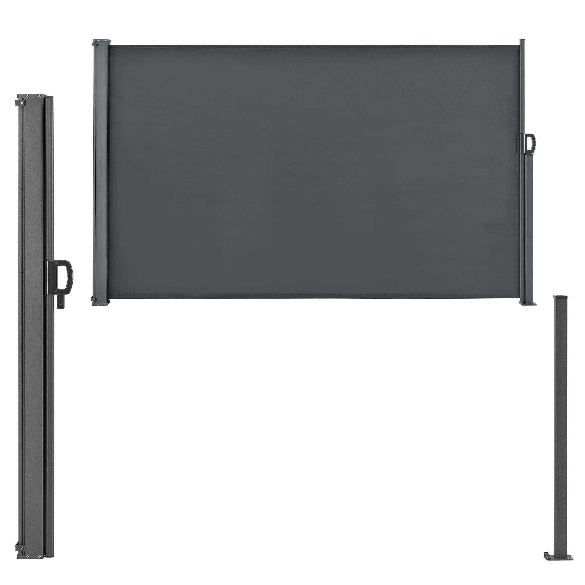 Helloshop26 - Auvent latéral brise-soleil baldaquin garde-vue pare-soleil métal et polyester 160 x 300 cm gris - Image 2