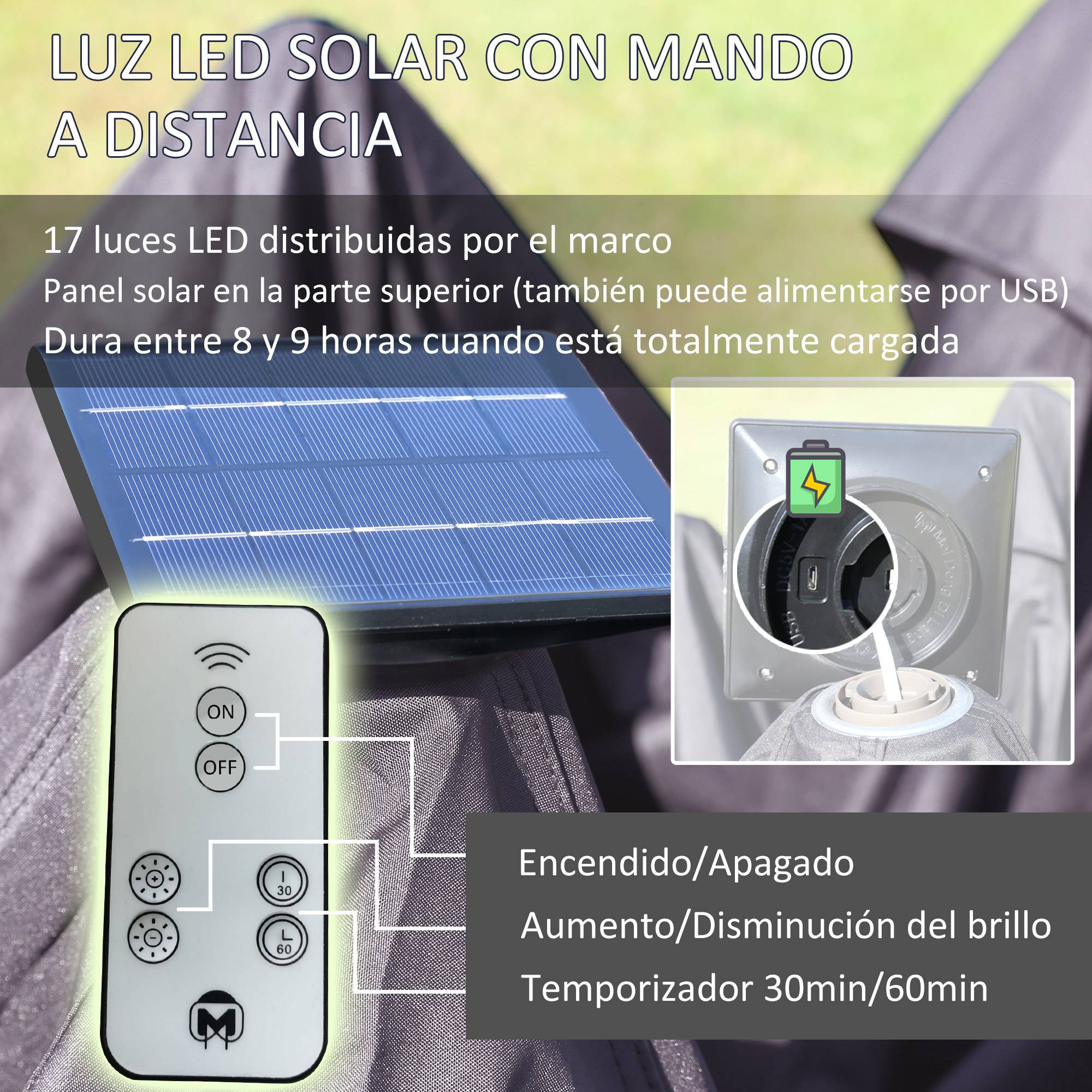 Tonnelle pliante avec éclairage LED 3,3 x 3,3 m, tonnelle de jardin avec télécommande, 4 moustiquaires, hauteur réglable, beige - Image 6