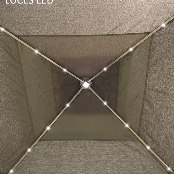 Tonnelle pliante avec éclairage LED 3,3 x 3,3 m, tonnelle de jardin avec télécommande, 4 moustiquaires, hauteur réglable, beige - Image 10