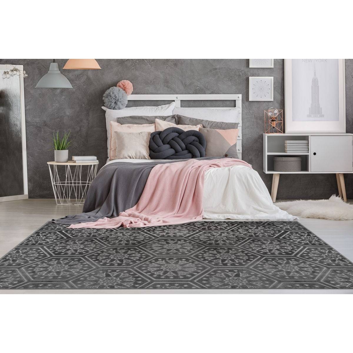 Tapis Moderne Fait Main "Monroe II" Anthracite 200 x 290 cm - Image 2