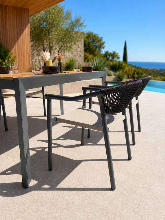 Dcb Garden - Ensemble repas de jardin 4 à 6 places en alu - Gris anthracite - TONGA - Image 3