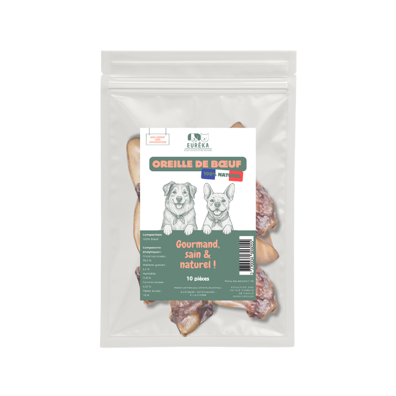 Oreilles de bœuf naturelles pour chiens – Friandises à mâcher, favorisent l’hygiène bucco-dentaire - Image 1