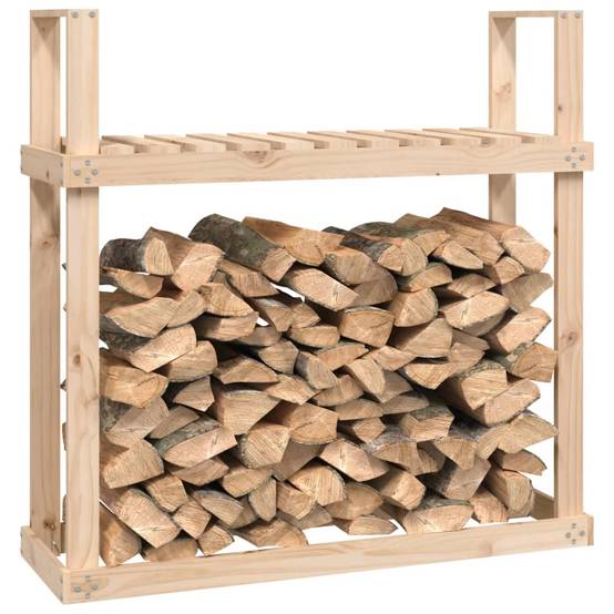 Range-bûches Vertical Bois de Pin Stockage Intérieur Extérieur 110x35x109cm Naturel - ComfortXL Outdoor Living - Image 4