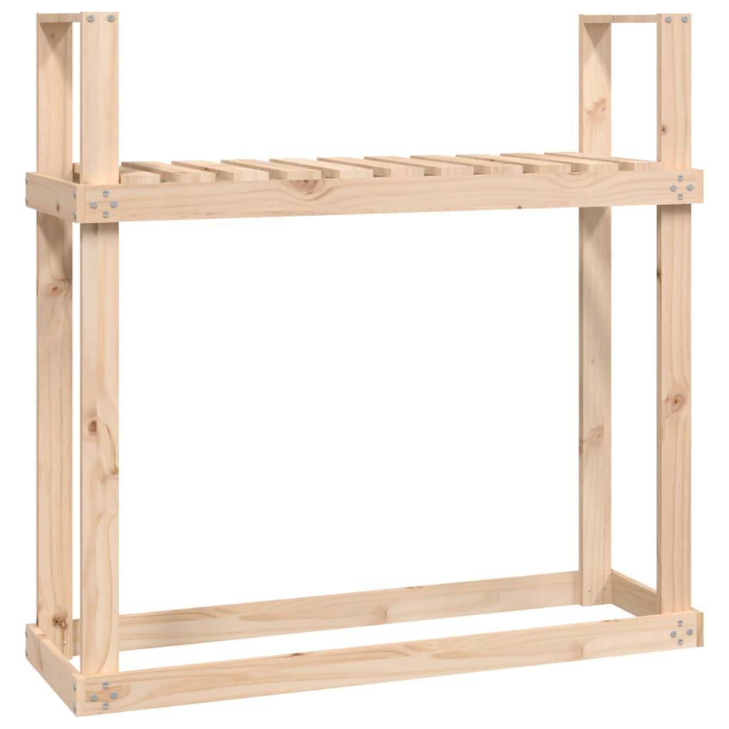 Range-bûches Vertical Bois de Pin Stockage Intérieur Extérieur 110x35x109cm Naturel - ComfortXL Outdoor Living - Image 2