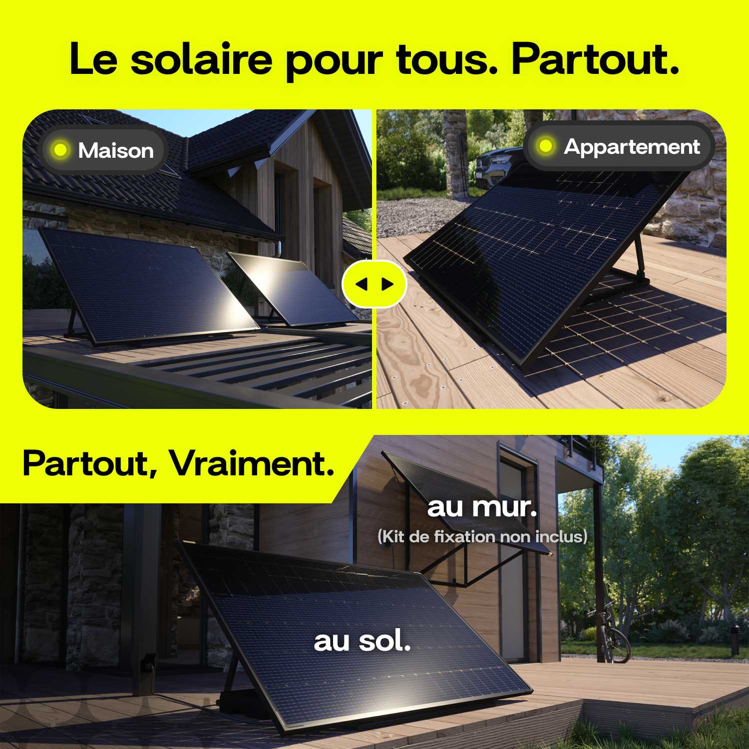 Sunology PLAY2 - Kit 4 panneaux solaires complet 1840W bifacial – 4 Stations solaire livrées totalement assemblées – Installation au sol ou au mur - Image 4