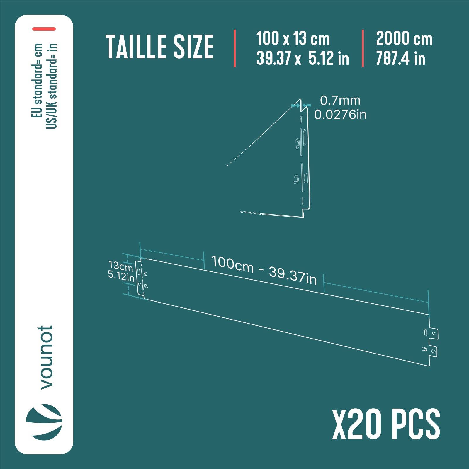 Vounot - Lot de 20 Bordure de jardin en métal galvanisé flexible 100x13cm - clôture gazon antirouille 20m - VOUNOT® - Image 3