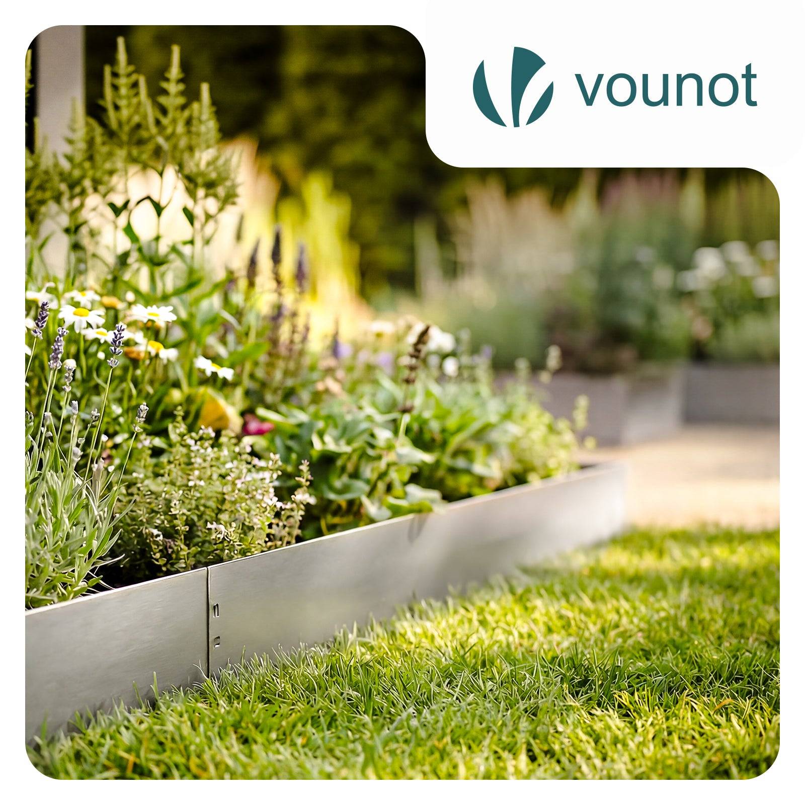 Vounot - Lot de 20 Bordure de jardin en métal galvanisé flexible 100x13cm - clôture gazon antirouille 20m - VOUNOT® - Image 2