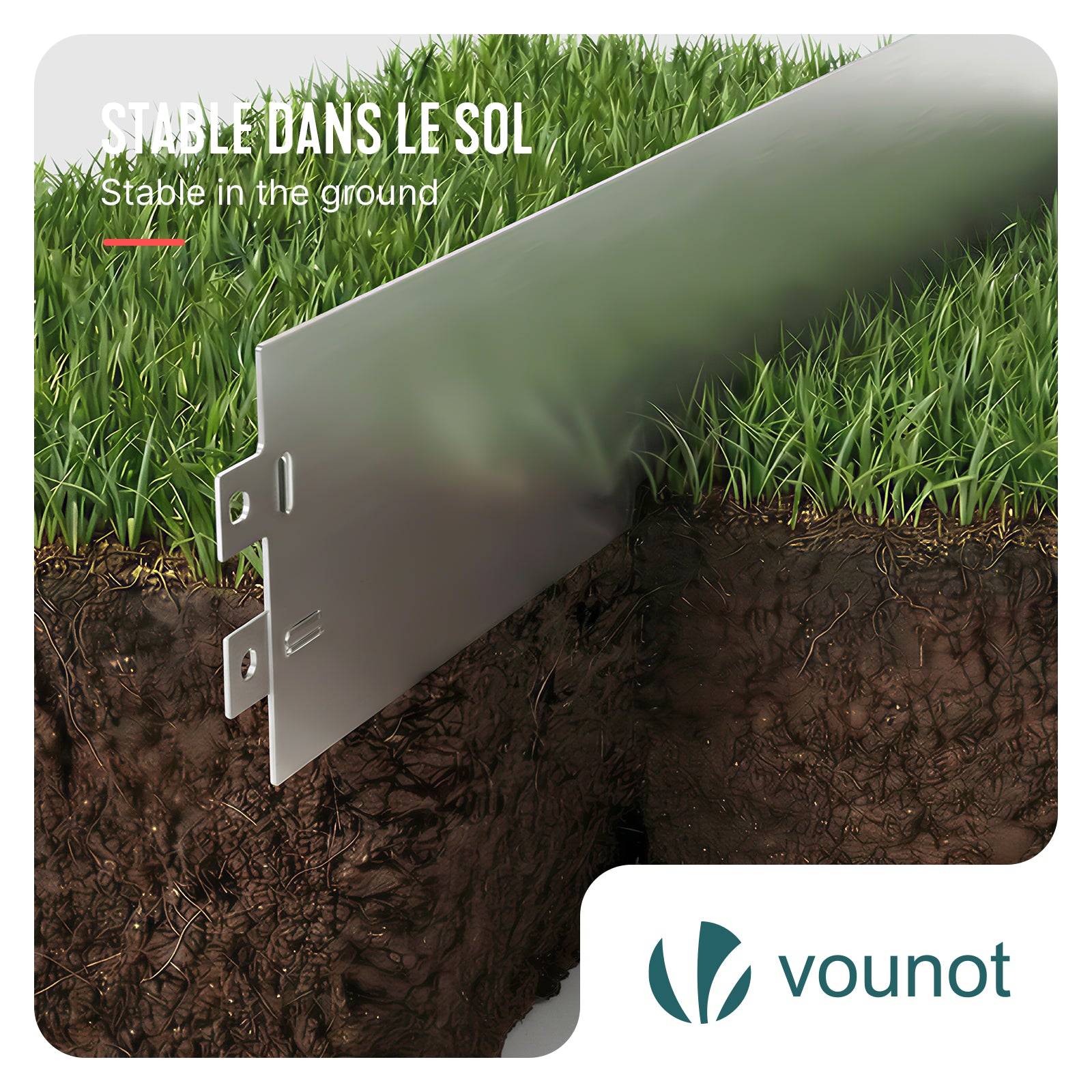 Vounot - Lot de 20 Bordure de jardin en métal galvanisé flexible 100x13cm - clôture gazon antirouille 20m - VOUNOT® - Image 6