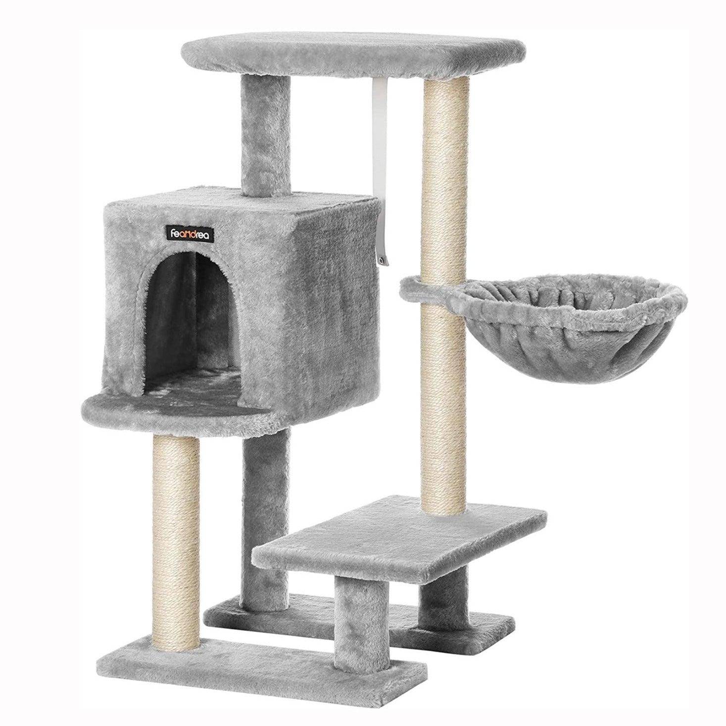 Arbre à chat tour poteaux à gratter 84 cm gris clair - Image 1