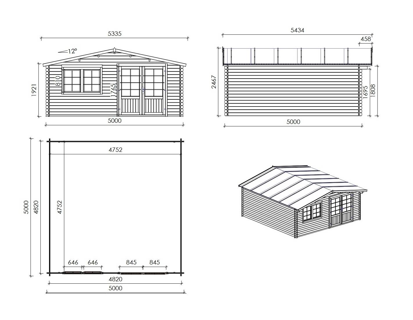 Altanka - Abri de jardin en bois - 25m2 - 5x5m - Ep. 34mm - Couleur: naturel - DOM722 - ALTANKA - Image 3