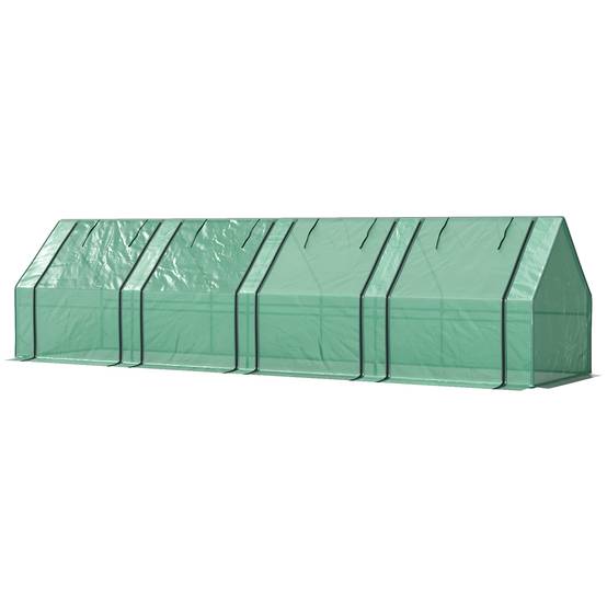 Serre avec fenêtre zip, hivernale, acier, 360 x 90 x 90 cm, Vert - Image 2