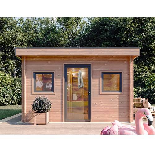 Studio de jardin BALMAY 16m² - Bois Douglas épaisseur 55mm - Porte & fenêtres PVC - Toiture Bacacier avec voliges ss toiture - MON CHALET DE JARDIN - Image 1