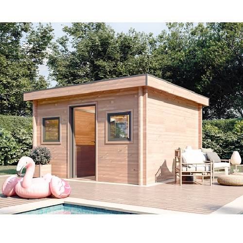 Studio de jardin BALMAY 16m² - Bois Douglas épaisseur 55mm - Porte & fenêtres PVC - Toiture Bacacier avec voliges ss toiture - MON CHALET DE JARDIN - Image 2