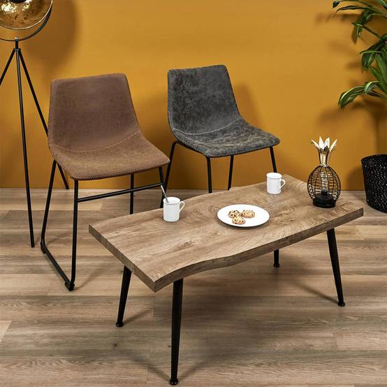 Lot de 2 Chaises Coutures Apparentes Marron - SANDY - Image 2