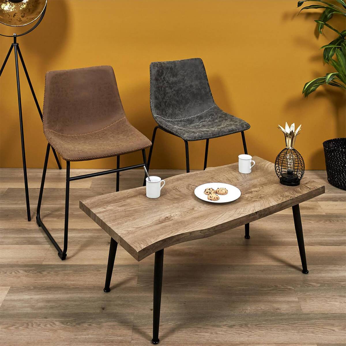 Lot de 2 Chaises Coutures Apparentes Marron - SANDY - Image 2
