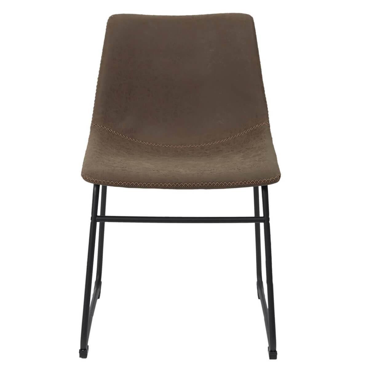 Lot de 2 Chaises Coutures Apparentes Marron - SANDY - Image 4