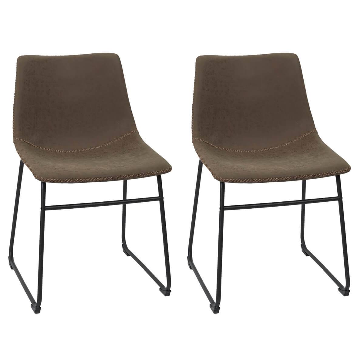 Lot de 2 Chaises Coutures Apparentes Marron - SANDY - Image 1