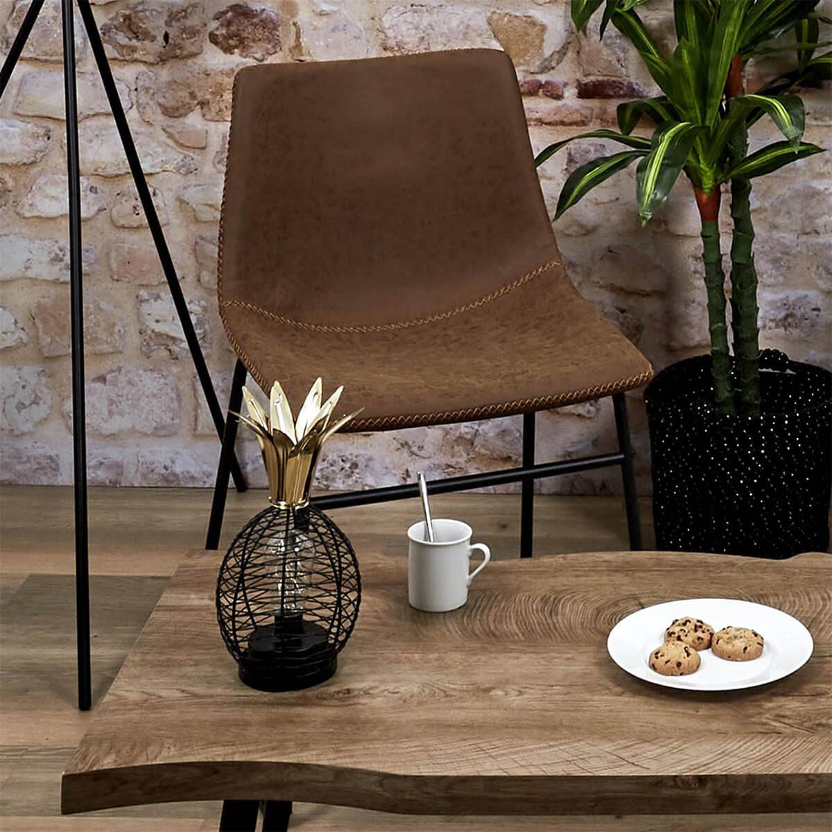 Lot de 2 Chaises Coutures Apparentes Marron - SANDY - Image 9