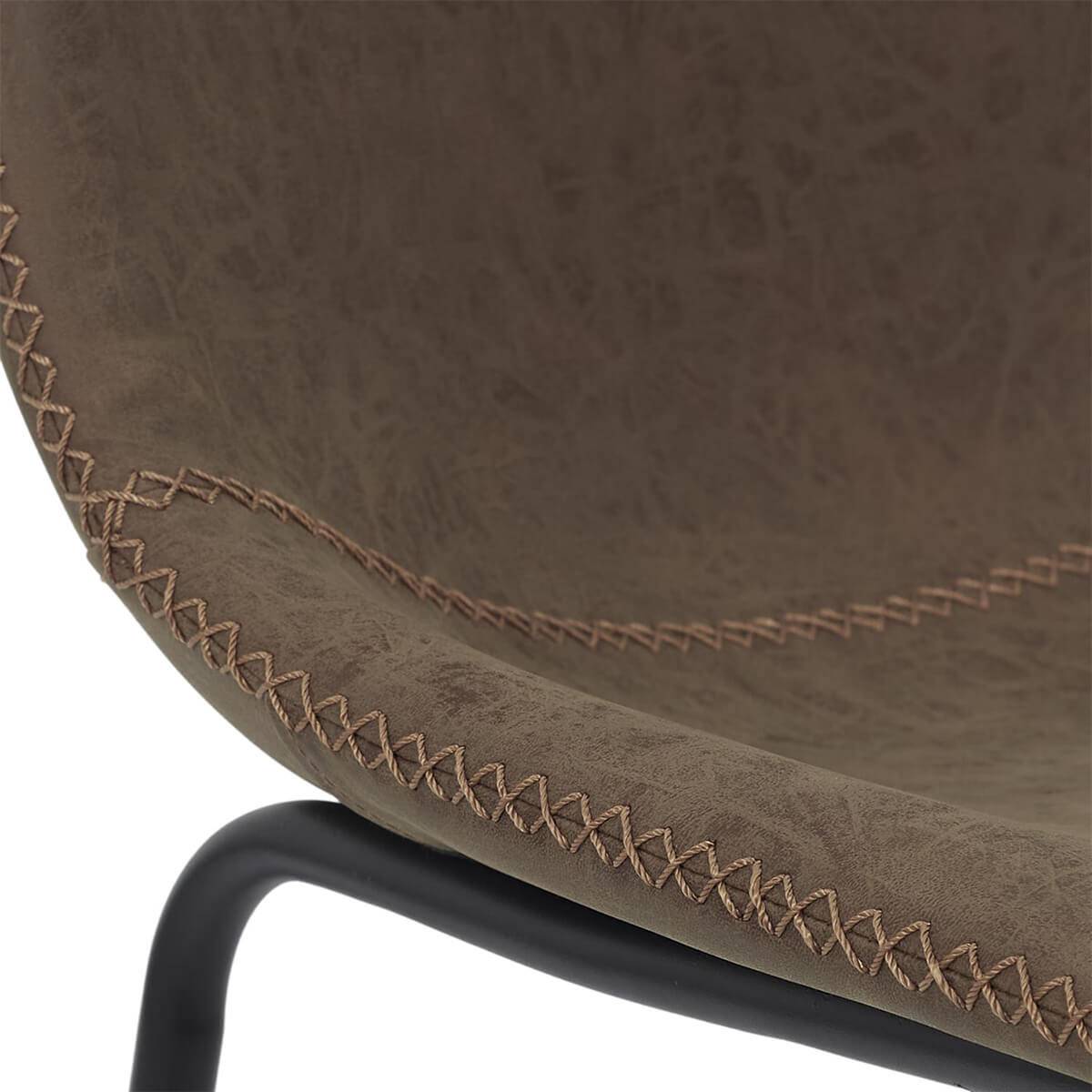 Lot de 2 Chaises Coutures Apparentes Marron - SANDY - Image 7