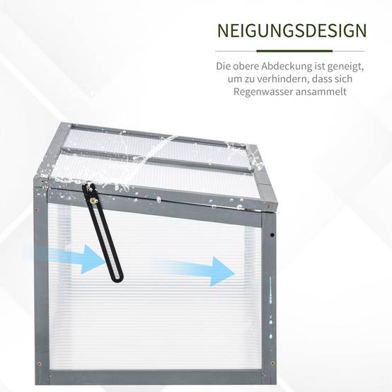 ComfortXL - Châssis de jardin en sapin et polycarbonate 90 x 46 x 40 cm gris pour semis toit ouvrant - ComfortXL Outdoor Living - Image 7