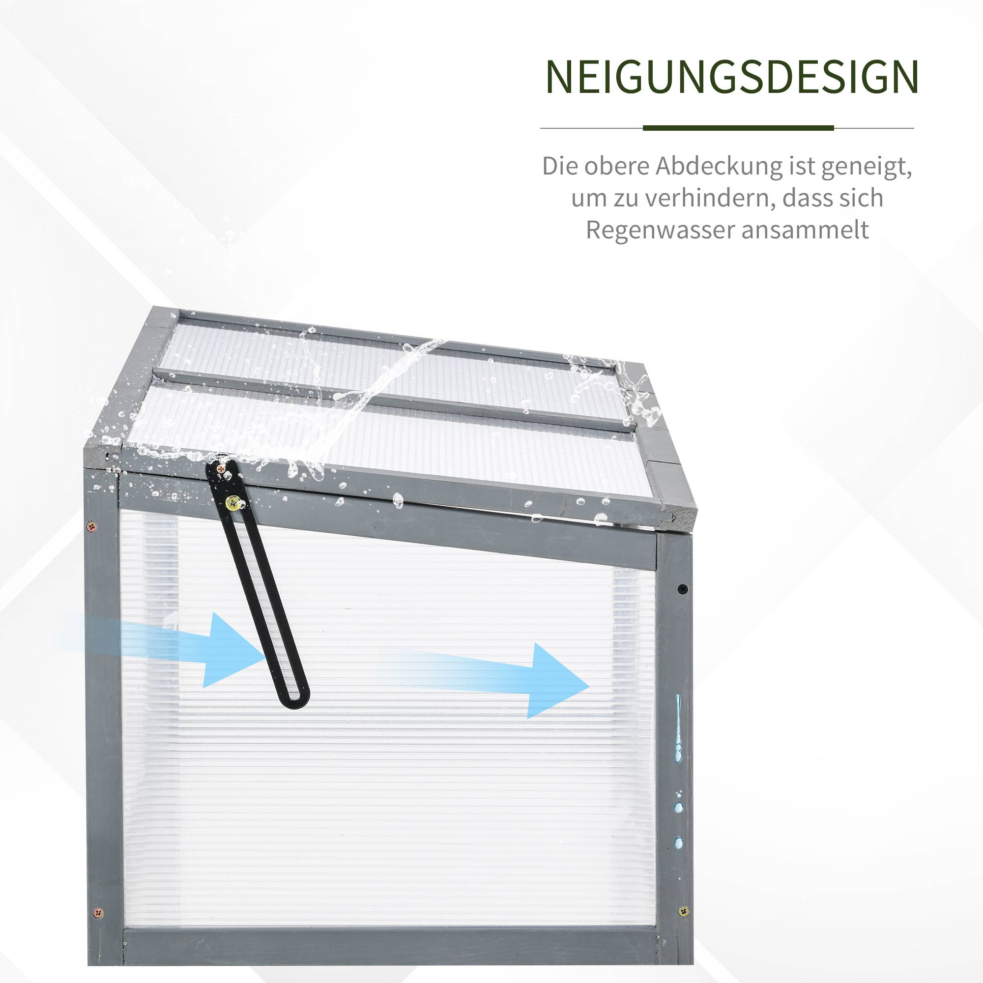 ComfortXL - Châssis de jardin en sapin et polycarbonate 90 x 46 x 40 cm gris pour semis toit ouvrant - ComfortXL Outdoor Living - Image 7