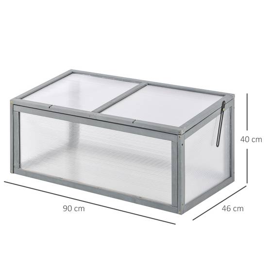 ComfortXL - Châssis de jardin en sapin et polycarbonate 90 x 46 x 40 cm gris pour semis toit ouvrant - ComfortXL Outdoor Living - Image 4