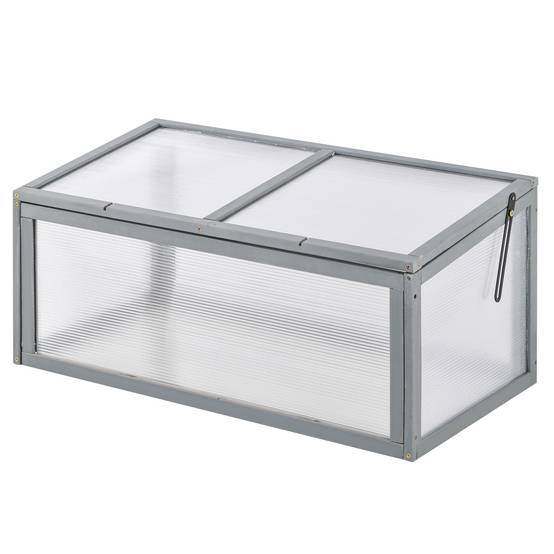 ComfortXL - Châssis de jardin en sapin et polycarbonate 90 x 46 x 40 cm gris pour semis toit ouvrant - ComfortXL Outdoor Living - Image 2