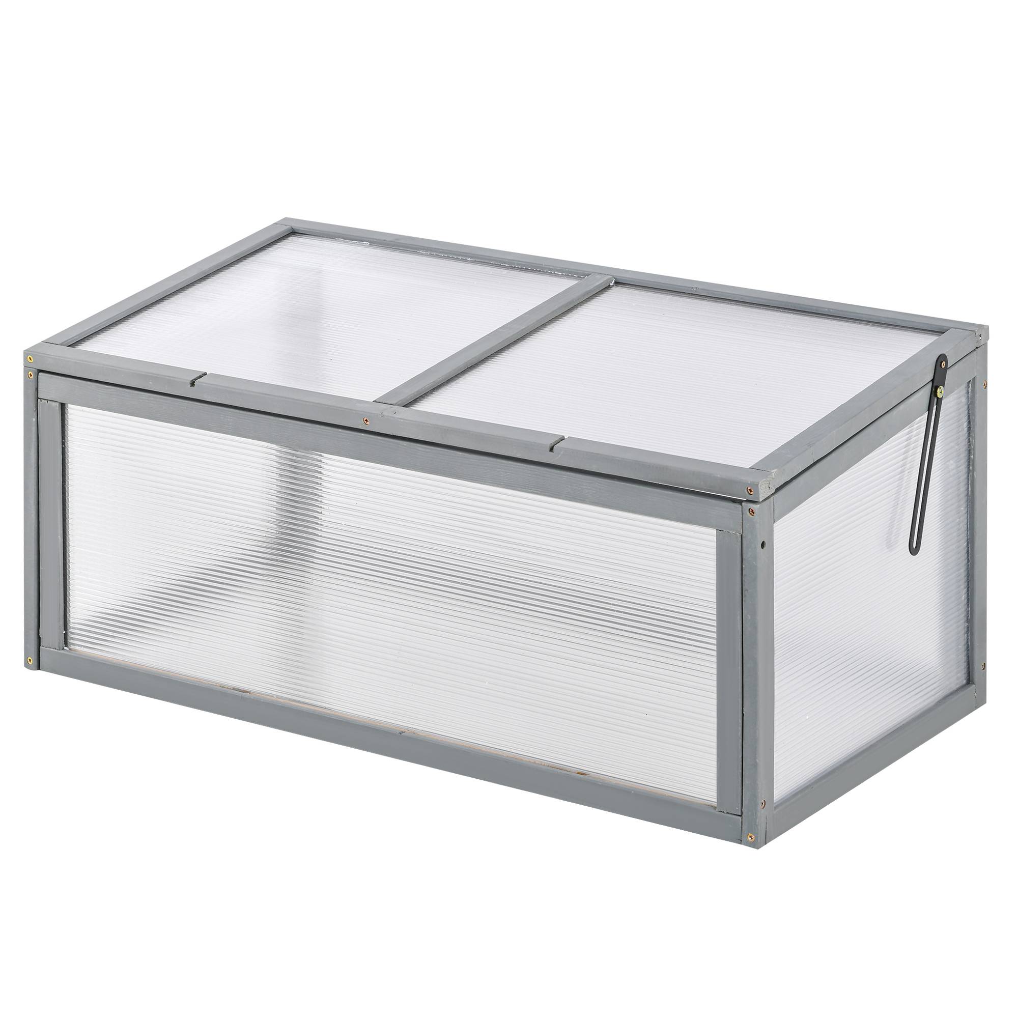 ComfortXL - Châssis de jardin en sapin et polycarbonate 90 x 46 x 40 cm gris pour semis toit ouvrant - ComfortXL Outdoor Living - Image 2