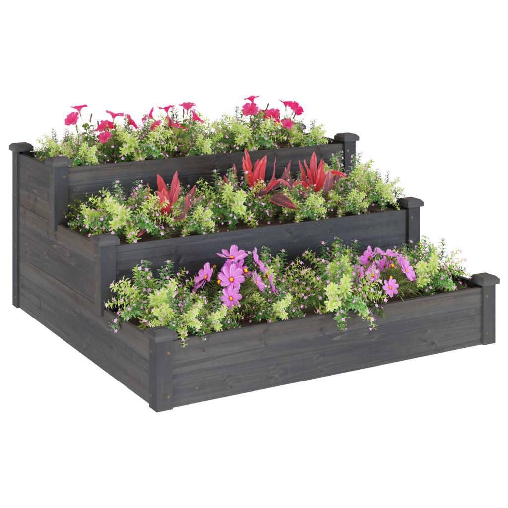ComfortXL - Carré potager à étages en bois de sapin pour jardin moderne Gris 120x120 cm – ComfortXL Outdoor Living - Image 3