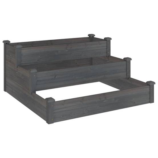 ComfortXL - Carré potager à étages en bois de sapin pour jardin moderne Gris 120x120 cm – ComfortXL Outdoor Living - Image 2