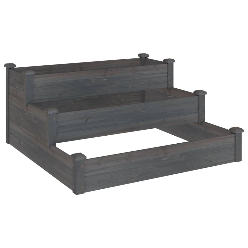 ComfortXL - Carré potager à étages en bois de sapin pour jardin moderne Gris 120x120 cm – ComfortXL Outdoor Living - Image 2