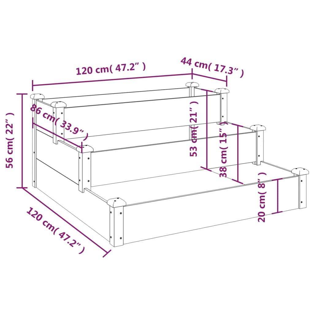 ComfortXL - Carré potager à étages en bois de sapin pour jardin moderne Gris 120x120 cm – ComfortXL Outdoor Living - Image 7