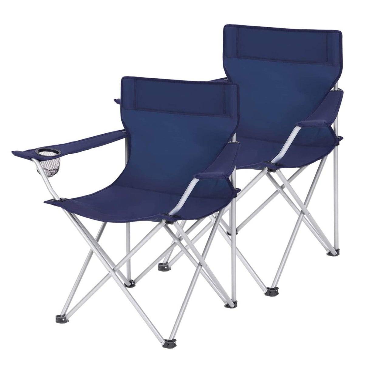 Helloshop26 - Lot de 2 chaises de camping pliables sièges pliantes extérieur confortable avec accoudoirs et porte-gobelets cadre stable capacité de charge 120 kg b - Image 1