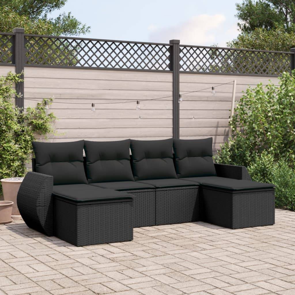 ComfortXL - Petit Salon de Jardin 6 Places Résine Tressée Modulable avec Repose-Pieds pour Balcon Noir 6 Pièces – ComfortXL Outdoor Living - Image 1